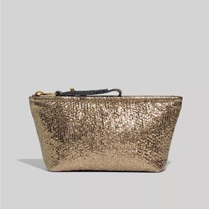 Madewell Piazza Zip Pouch in Metallic Leather